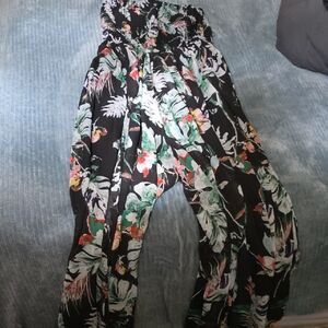 Floral Black Women's Pants